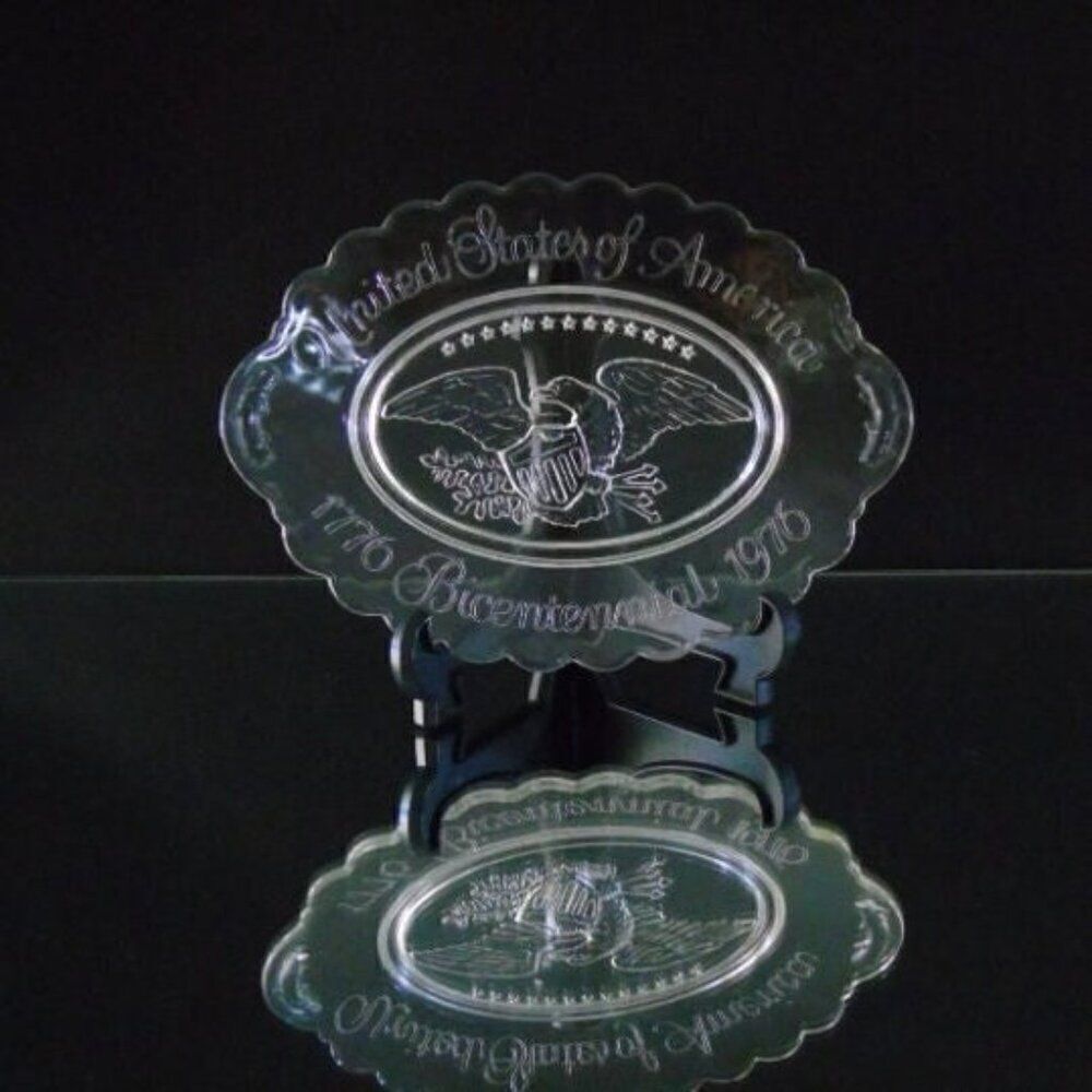 USA Bicentennial Plate 1776-1976 Clear Glass Vintage Commemorative Patriotic